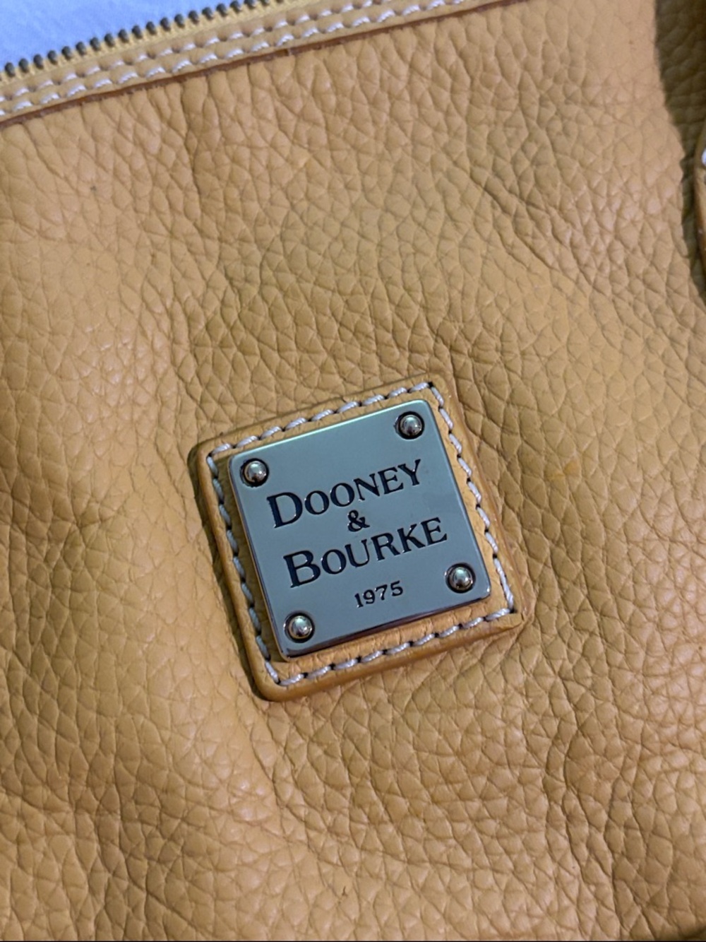 Dooney & Bourke Yellow Pebbled Leather Tote with Front Pockets - Picture 2 of 5